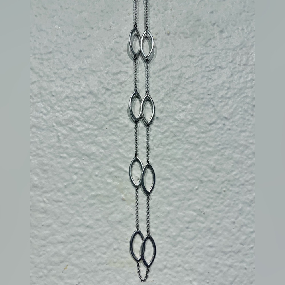 Lavishy Silver Tone Oval Chain Link Necklace